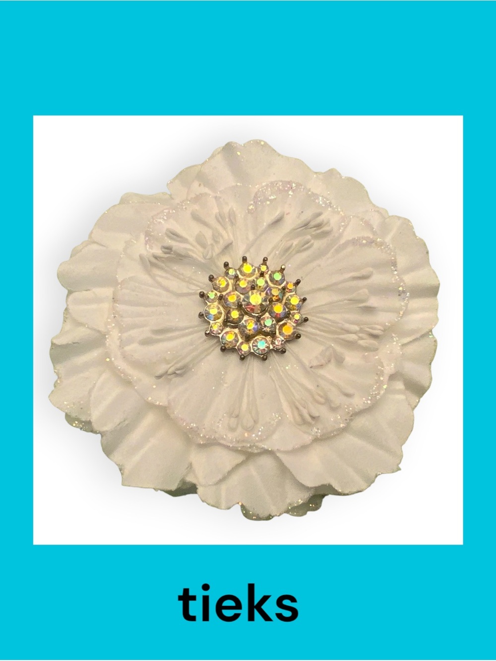 Tieks white Flower with Iridescent Center Rhinestones